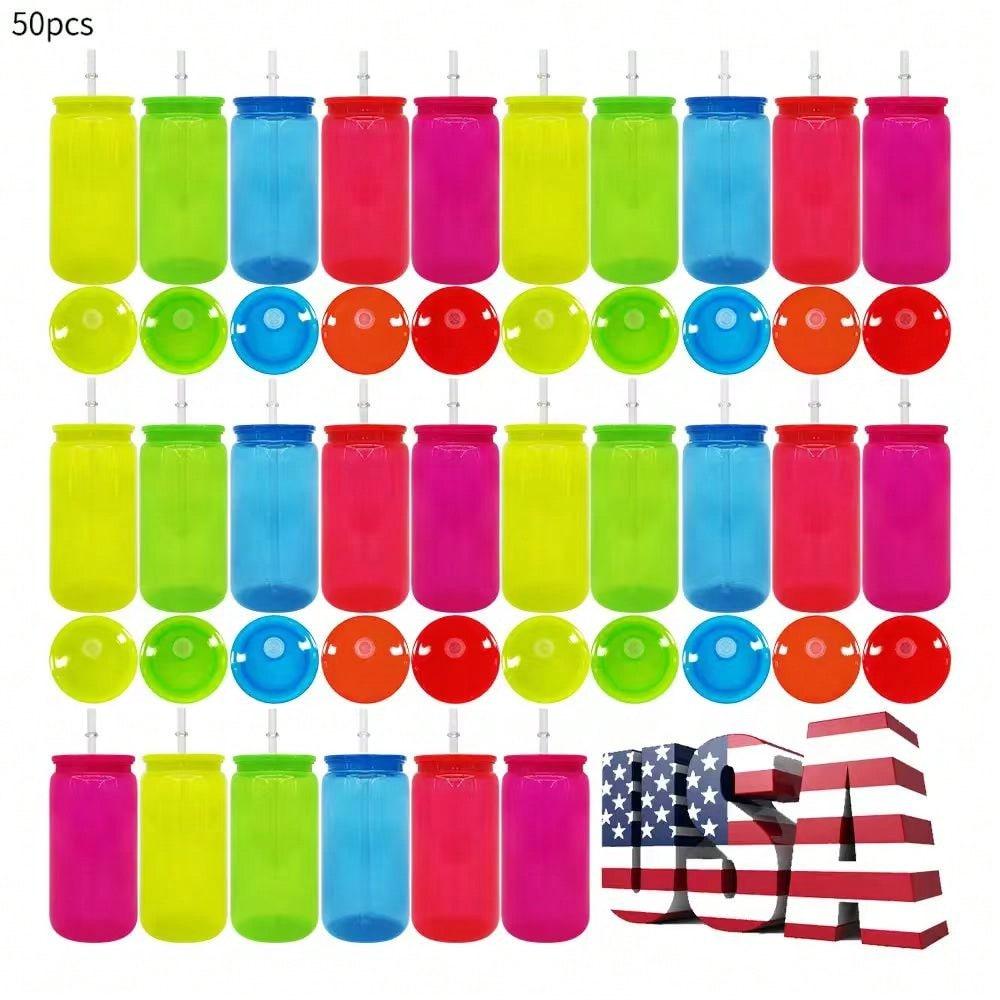 Plastic Cup 50Pcs - 50 adet ABD Deposu 16oz Neon